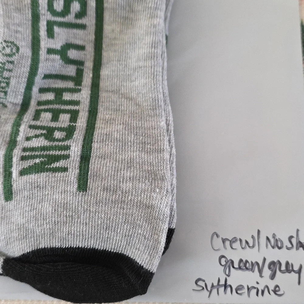 New! Slytherin Themed Men's (Crew/No Show) Socks - Black/Green/Grey